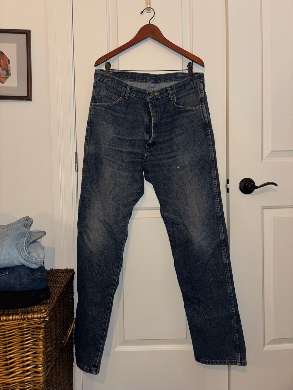Wrangler Men's Straight Jeans - Faded Blue Denim